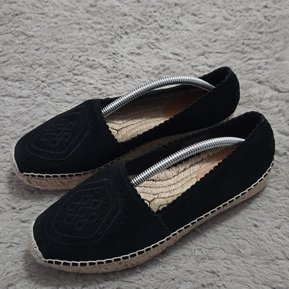 UGG real suede leather black platform espadrilles - size 7.5